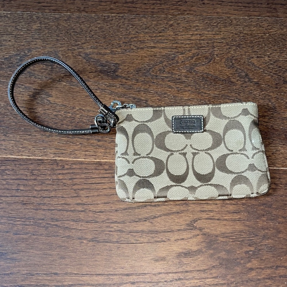 Coach Brown Canvas Wristlet